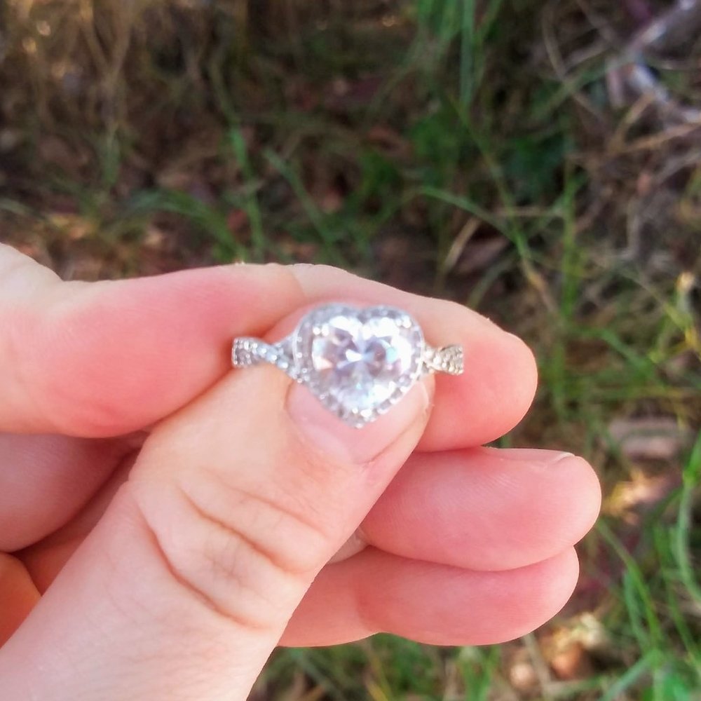 2 FOR 1: Sterling Silver Cubic Zirconia Heart Ring - Picture 10 of 10